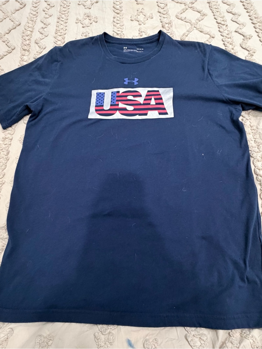 Under Armour Navy Short-Sleeve Tee with USA Flag Chest Graphic